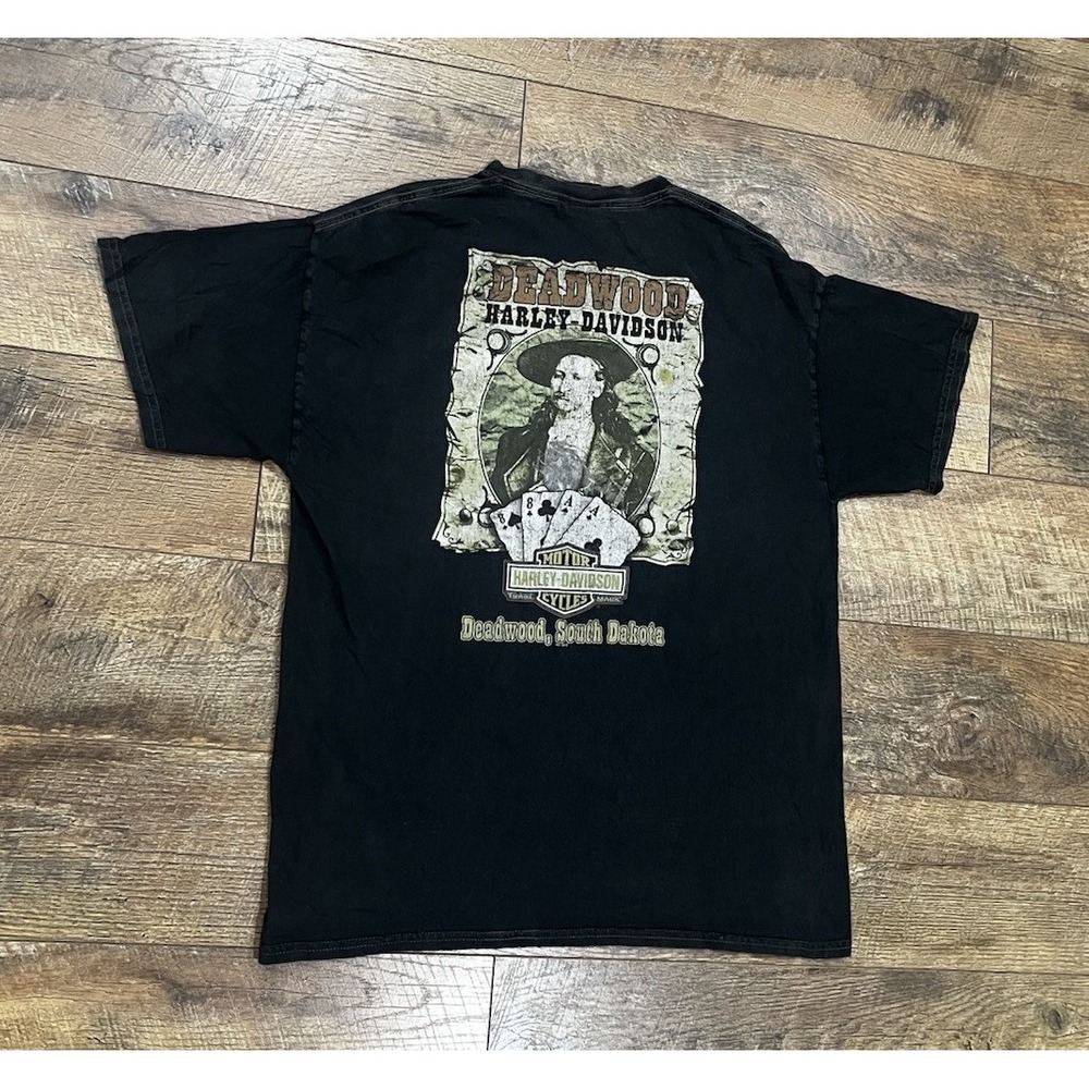 Harley Davison Playing Cards Deadwood, South Dakota Graphic T-Shirt Grey - Picture 1 of 8